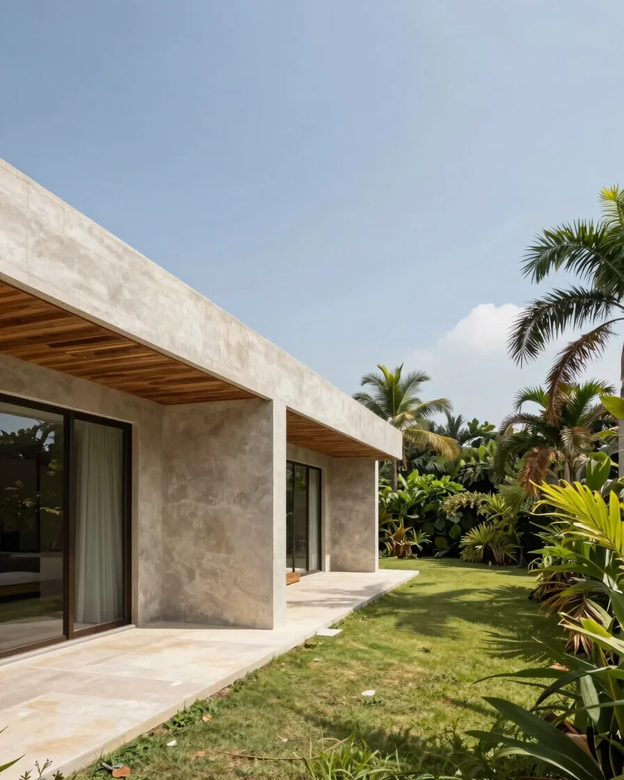 Architectural photography of a modern Ivorian residential villa,