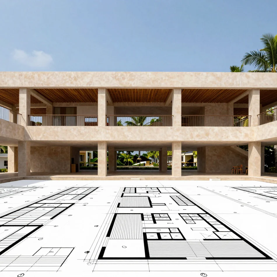 Architectural photography of precise architectural plan details,